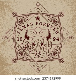Icon western textile print vector