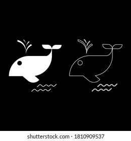 Icon whale color white, flat style