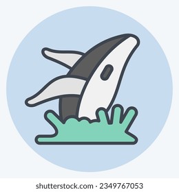 Icon Whale. related to Alaska symbol. color mate style. simple design editable. simple illustration