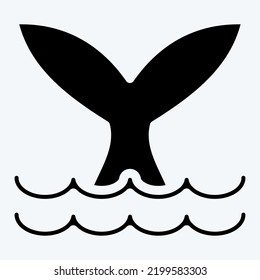 Icon Whale. suitable for seafood symbol. glyph style. simple design editable. design template vector. simple illustration