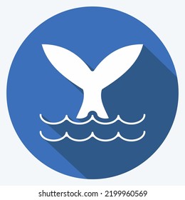 Icon Whale. suitable for seafood symbol. long shadow style. simple design editable. design template vector. simple illustration