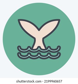 Icon Whale. suitable for seafood symbol. color mate style. simple design editable. design template vector. simple illustration