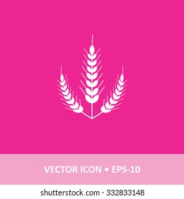 Icon of Wheat Ears on Magenta Color Background. Eps-10.