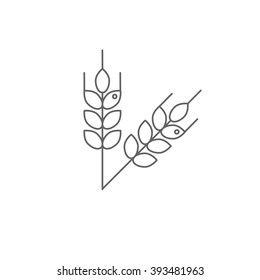 Icon wheat isolated on white background.
