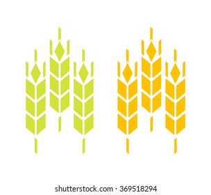 Icon of Wheat and Rye or Barley ears isolated on white background. Sign of Nature Product of High Quality.