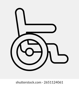 Icon wheel chair. Medical elements. Icon in line style.