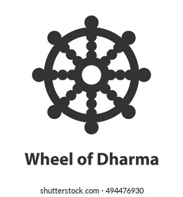 Icon of Wheel of Dharma symbol. Buddhism religion sign