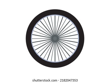 
Icon of a wheel with spokes in black and gray on a white background