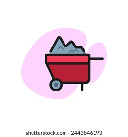 Icon of wheelbarrow. Cart, transportation, gardening. Agriculture concept. Can be used for topics like farm, manual tool, gardening.