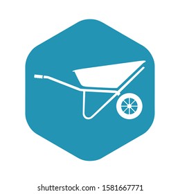 Icon wheelbarrow. The device for transportation of goods for work in a garden and on building, used in gardening and construction. Vector illustration in simple style isolated for design and web.