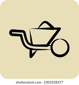 Icon Wheelbarrow. suitable for building symbol. hand drawn style. simple design editable. design template