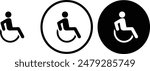 icon wheelchair black outline for web site design 
and mobile dark mode apps 
Vector illustration on a white background