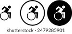 icon wheelchair black outline for web site design 
and mobile dark mode apps 
Vector illustration on a white background