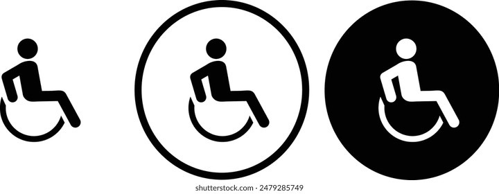 icon wheelchair black outline for web site design 
and mobile dark mode apps 
Vector illustration on a white background