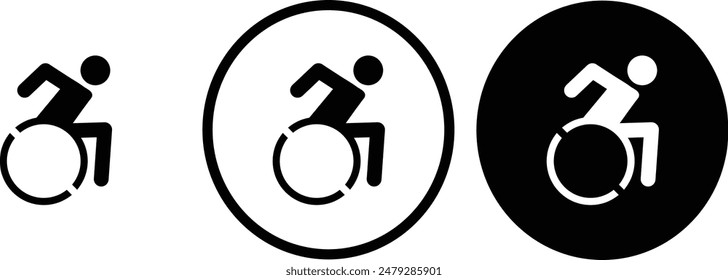 icon wheelchair black outline for web site design 
and mobile dark mode apps 
Vector illustration on a white background