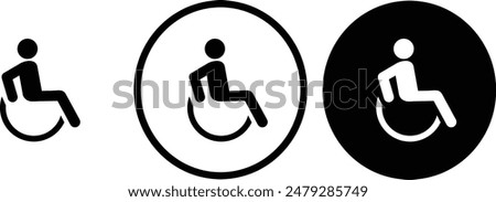 icon wheelchair black outline for web site design 
and mobile dark mode apps 
Vector illustration on a white background