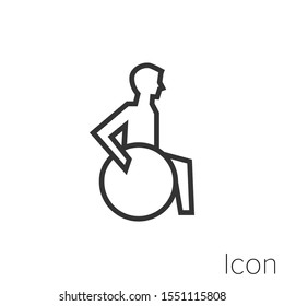 Icon wheelchair man in black and white Illustration.