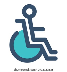icon wheelchair using filled line style and blue color