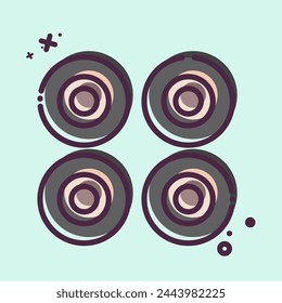 Icon Wheels. related to Skating symbol. MBE style. simple design illustration
