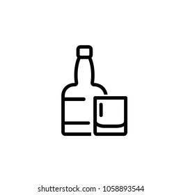 Icon of whiskey bottle. Bourbon, brandy, drink. Strong alcohol concept. Can be used for topics like party, bar, beverage 