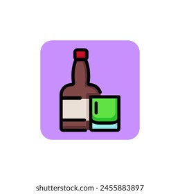 Icon of whiskey bottle. Bourbon, brandy, drink. Strong alcohol concept. Can be used for topics like party, bar, beverage