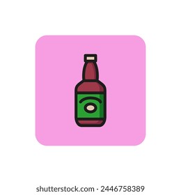 Icon of whiskey. Liqueur, bottle, hard liquor. Whiskey and bar concept. Can be used for topics like menu, restaurant, cocktail.