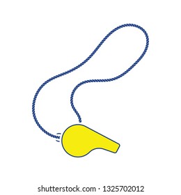 Icon of whistle on lace. Thin line design. Vector illustration.