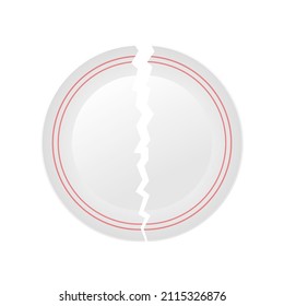 Icon with white broken plate on white background for concept design. Vector logo illustration. Round logo.