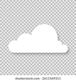 The icon of a white cloud with a shadow on a transparent background. Vector illustration.