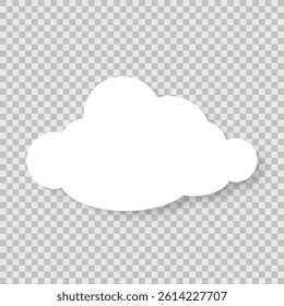 The icon of a white cloud with a shadow on a transparent background. Cartoon cloud. Vector EPS 10.