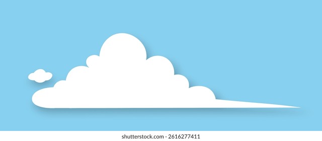 The icon of a white cloud with a shadow on a blue background. Cartoon cloud. Vector EPS 10.