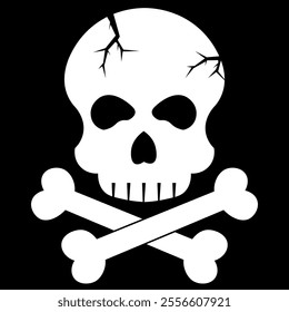 icon of the white Death, danger or poison. Skull Crossbones Human shape. Satanic image. Horror icon. Halloween icon