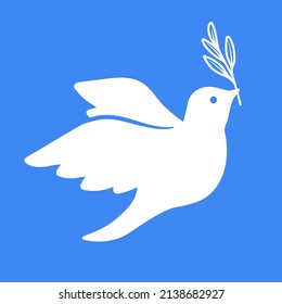 Icon of a white dove holding an olive branch, it is a symbol of peace.