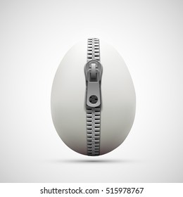 Icon white egg with zipper. Stock vector illustration