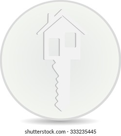 icon white house and the key is on the circle with shadow vector