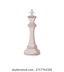 Icono del rey blanco. Elegante pieza de ajedrez, ajedrecista para la inteligencia, juego de mesa estratégico. Figura de tablero de ajedrez para jugar juego de mesa táctico. Ilustración vectorial aislada plana sobre fondo blanco