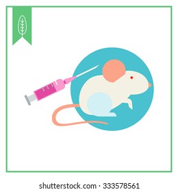 Icon of white laboratory mouse and syringe