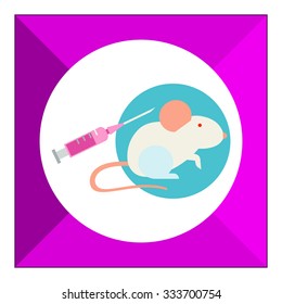 Icon of white laboratory mouse and syringe