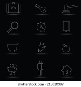 icon white line vector illustration on black