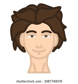 The icon of a white man with brown hair. Vector illustration