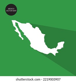 Icon White Map Mexico Green Background Vector 