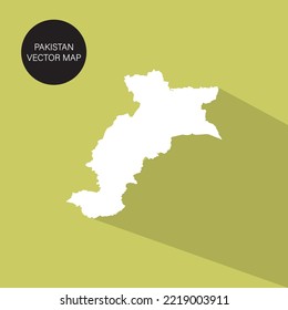 Icon White Map Pakistan on a Green Background Vector