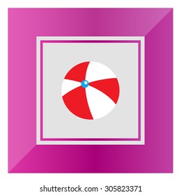 Icon of white and red inflatable beach ball