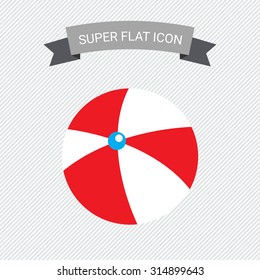 Icon of white and red inflatable beach ball