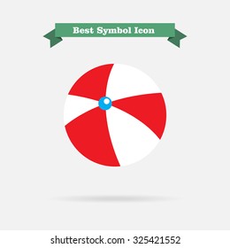 Icon of white and red inflatable beach ball
