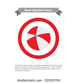 Icon of white and red inflatable beach ball