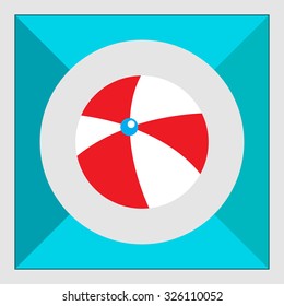 Icon of white and red inflatable beach ball