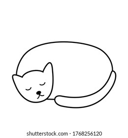 Icono con un gato dormido blanco. Ilustración aislada de vector plano.