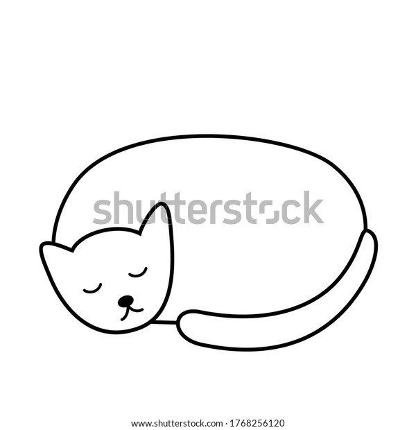 Image Vectorielle De Stock De Icone Avec Un Chat Blanc Endormi