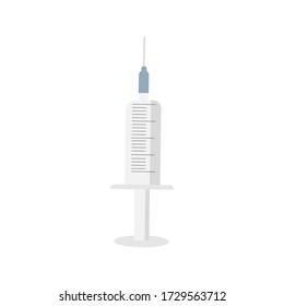 Icon white syringe with a needle. Vector image, eps 10